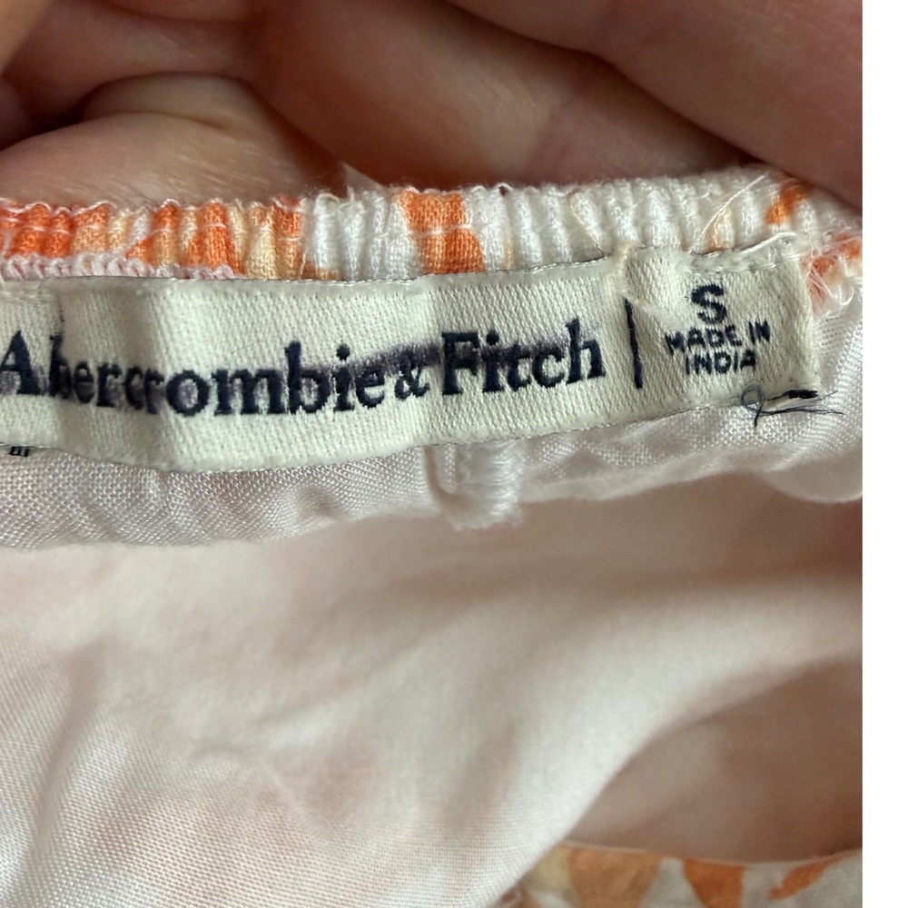 Abercrombie & Fitch Floral Tiered Maxi Dress Womens Size S Orange Linen Blend - Picture 6 of 15